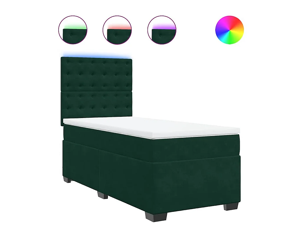Cama com molas/colchão 100x200 cm veludo verde-escuro
