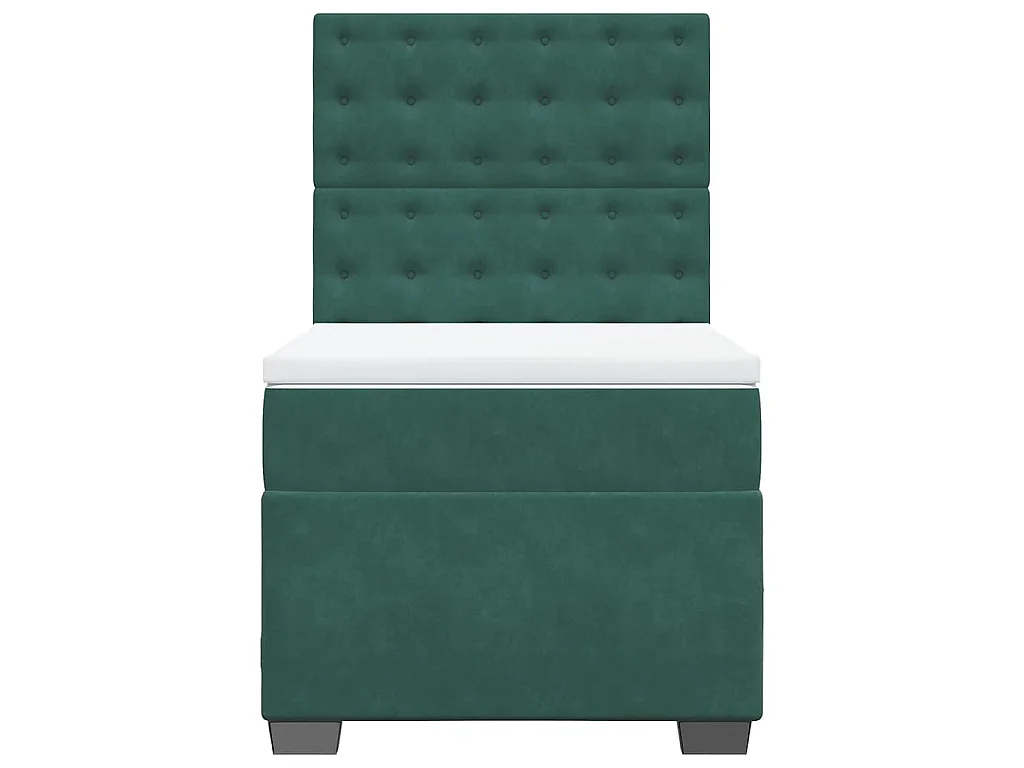 Cama com molas/colchão 100x200 cm veludo verde-escuro