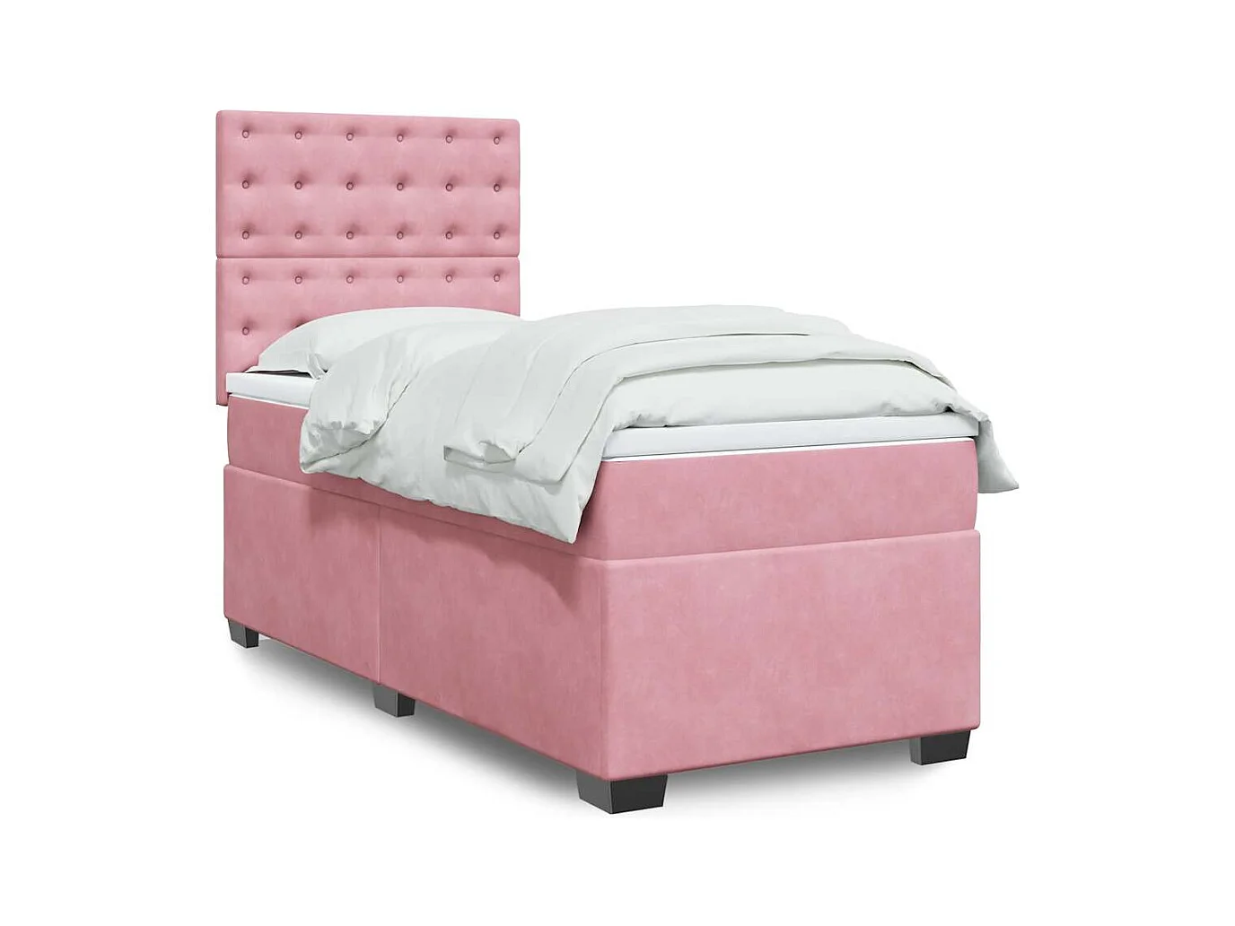 Giroletto a Molle con Materasso Rosa 90x190 cm in Velluto