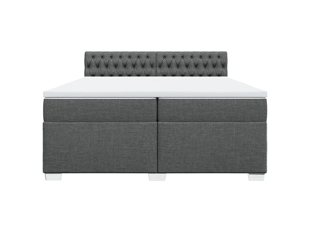 Cama box spring con colchón tela gris oscuro 200x200 cm