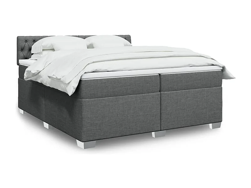 Sommier à lattes de lit avec matelas Gris foncé 200x200cm Tissu