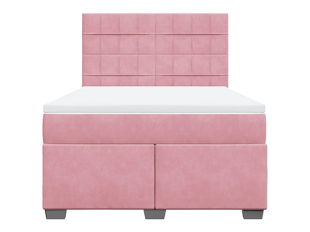 Cama box spring con colchón terciopelo rosa 140x200 cm