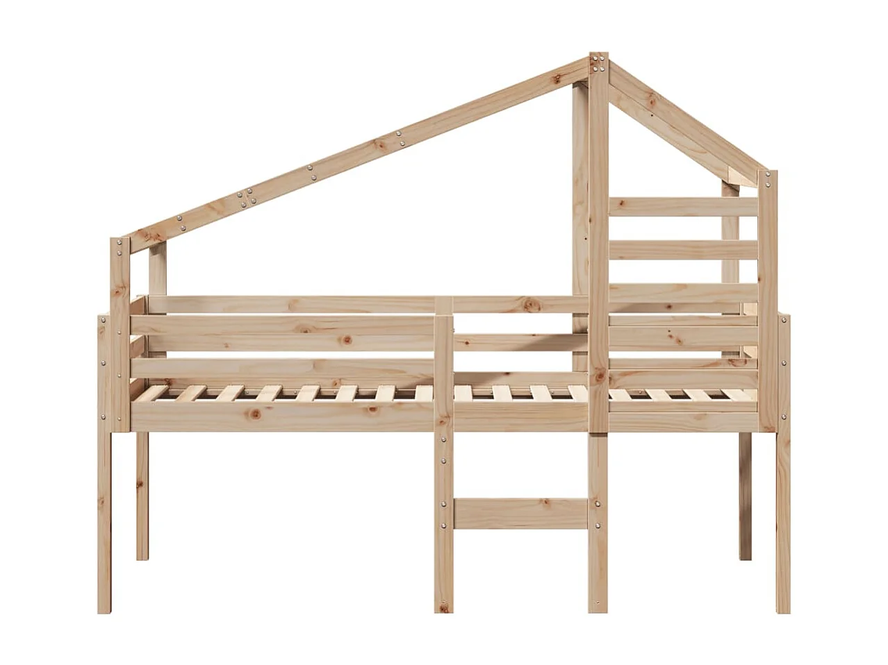 Hoogslaper met dak massief grenenhout 90x190 cm