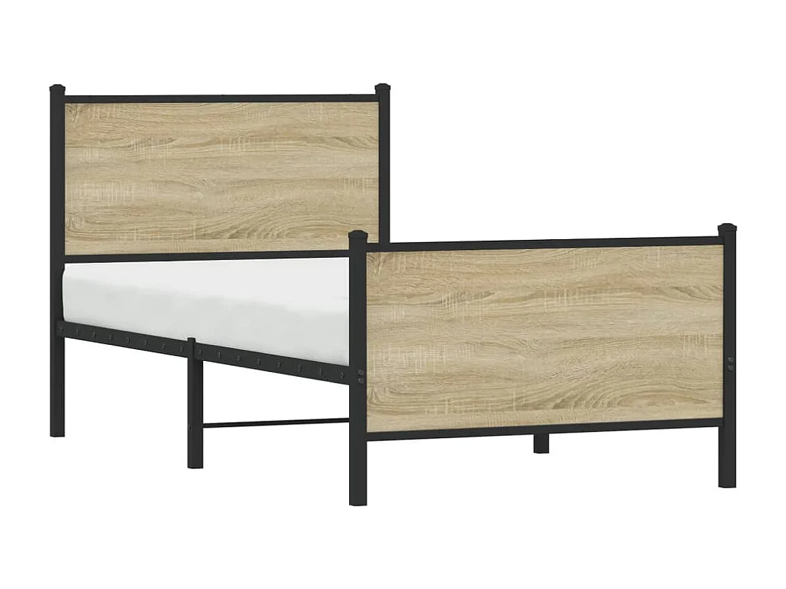 Estrutura de cama sem colchão 90x190 cm metal carvalho sonoma