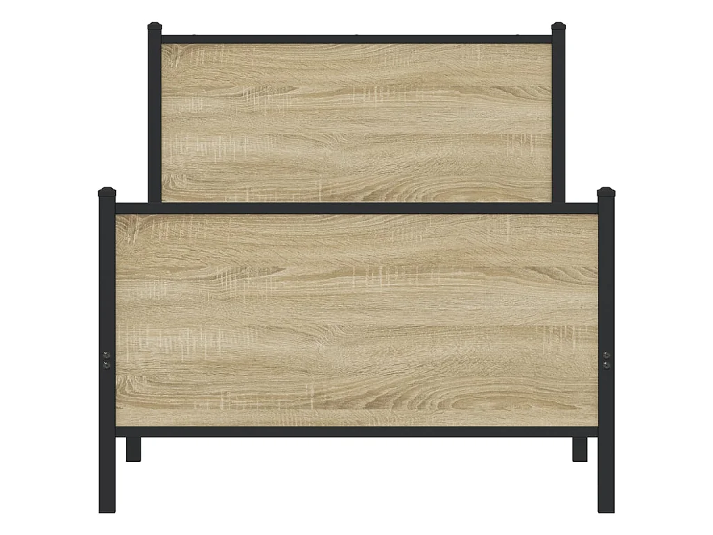 Cadre de lit en métal sans matelas chêne sonoma 90x190 cm
