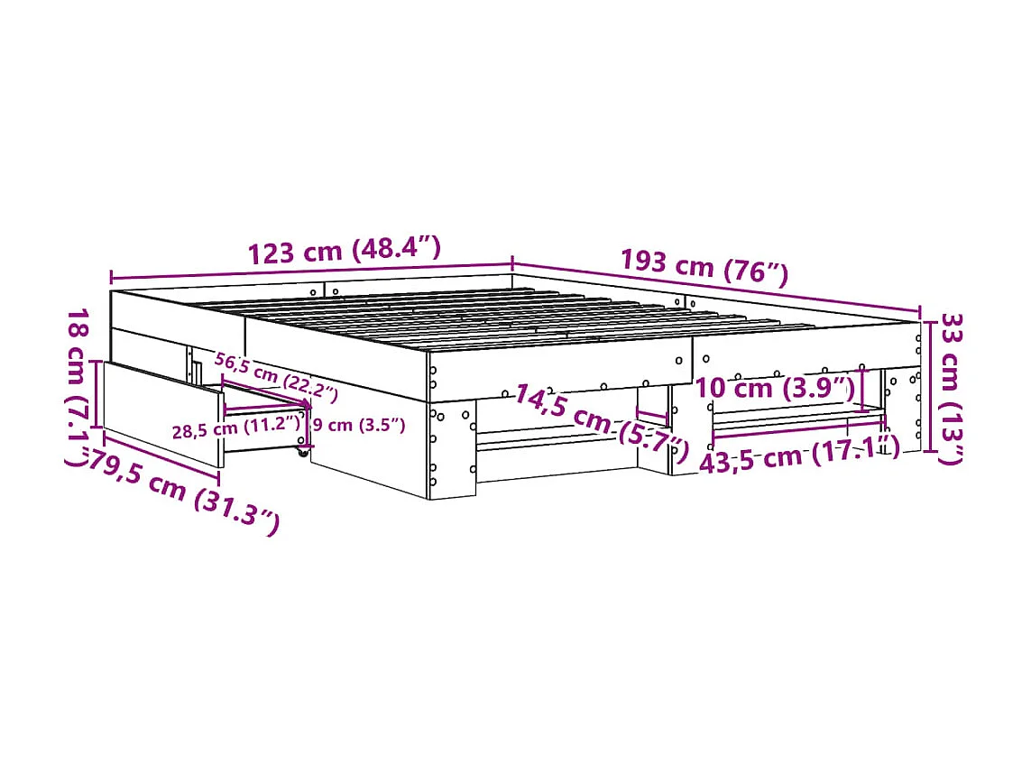 Bedframe zonder matras hout sonoma eikenkleurig 120x190 cm