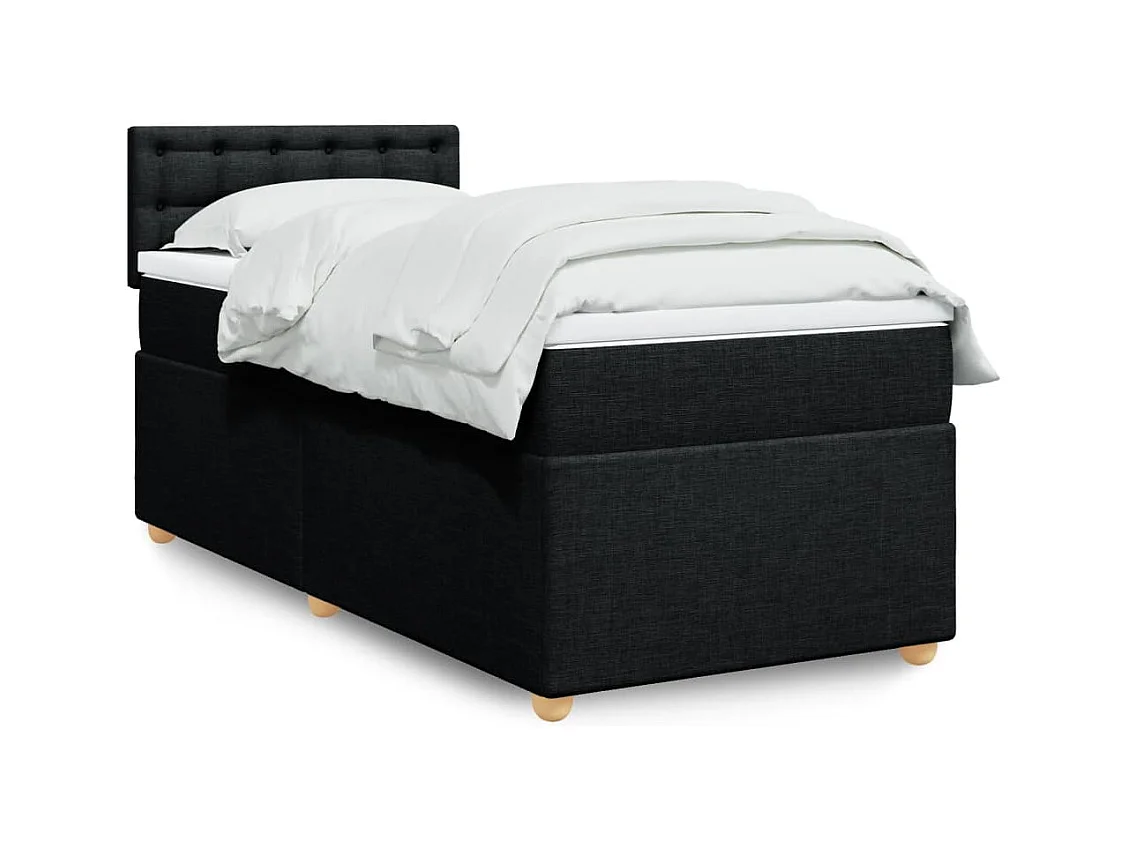 Giroletto a Molle con Materasso Nero 100x200 cm in Tessuto