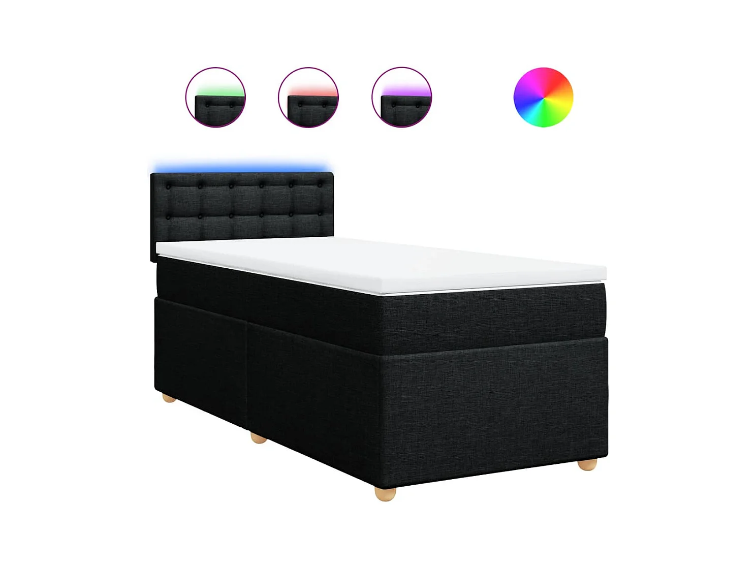 Boxspring met matras stof zwart 100x200 cm