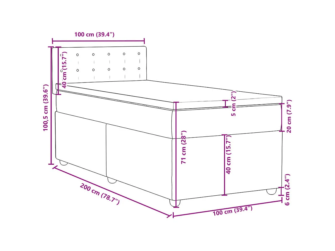 Boxspring met matras stof zwart 100x200 cm
