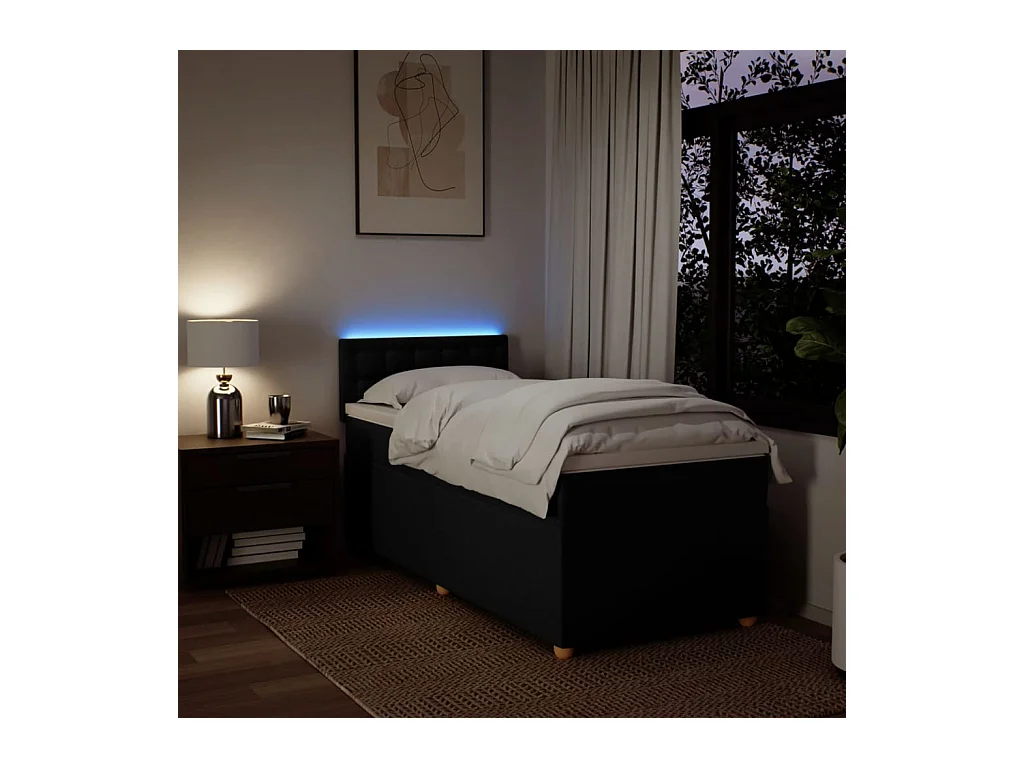 Boxspring met matras stof zwart 100x200 cm