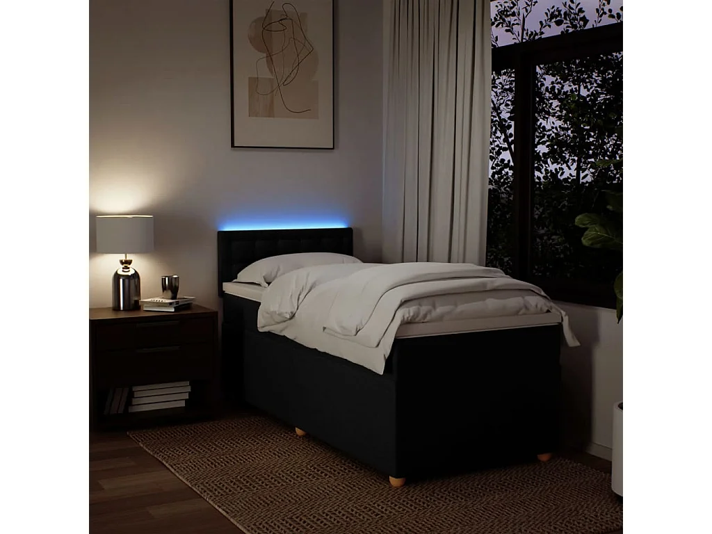 Sommier à lattes de lit avec matelas Noir 100x200 cm Tissu