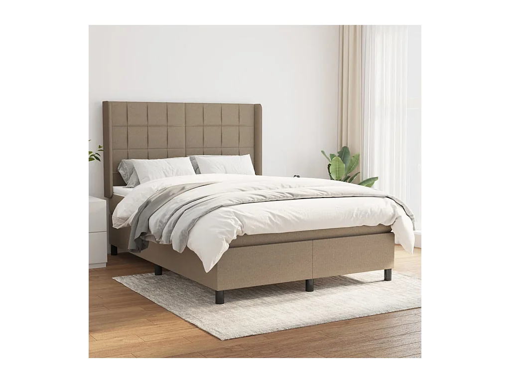 Sommier à lattes de lit avec matelas Taupe 140x200 cm Tissu