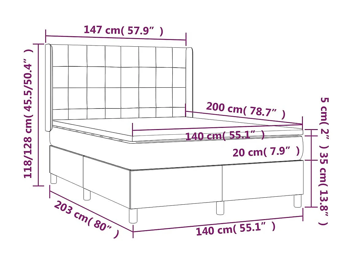 Boxspring met matras stof taupe 140x200 cm
