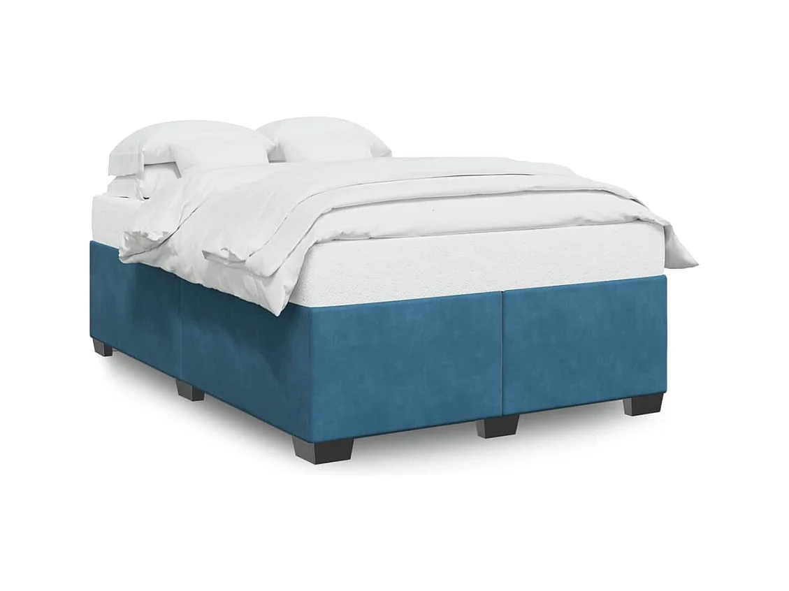 Estructura de cama de terciopelo azul 140x200 cm