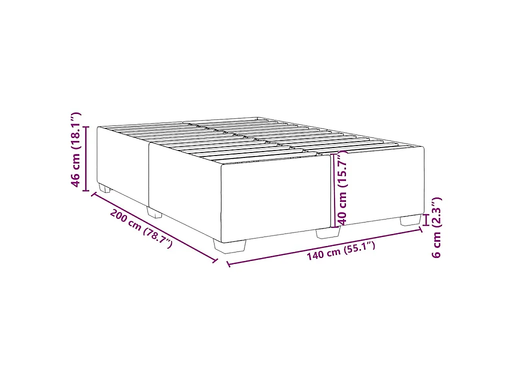 Bettgestell Blau 140x200 cm Samt