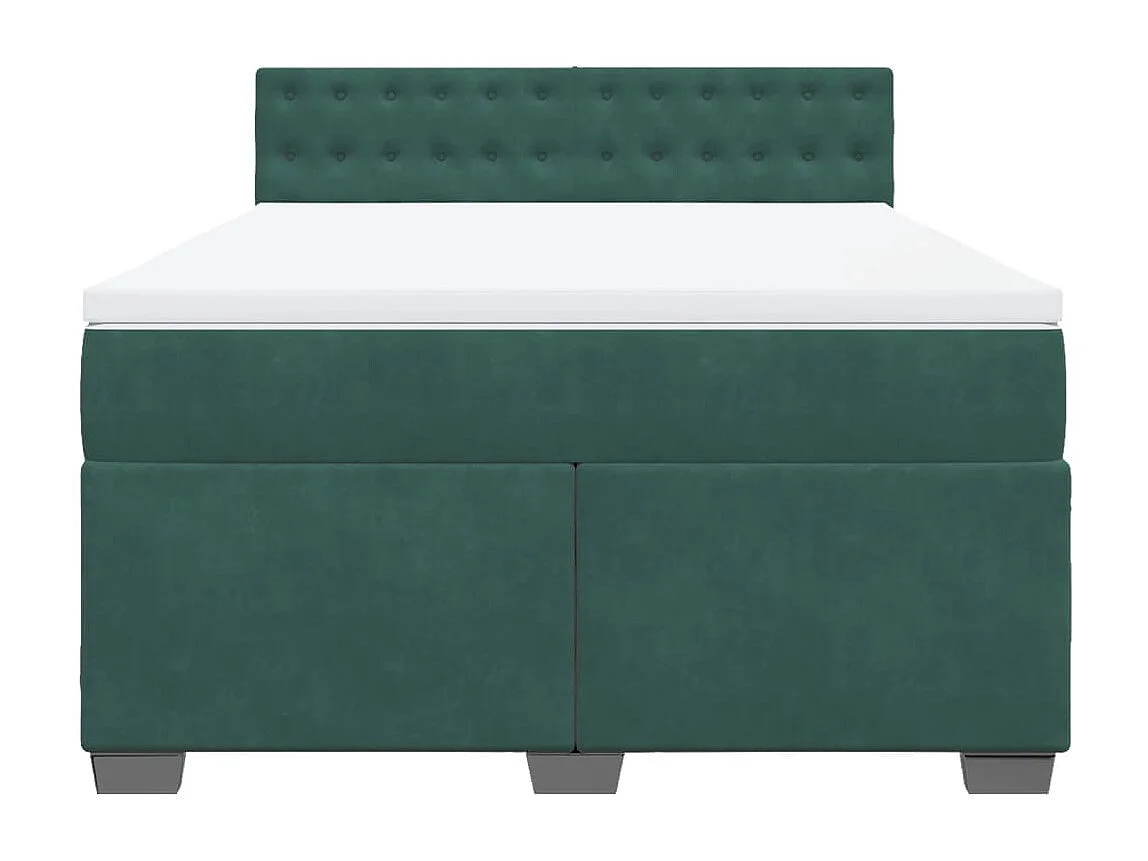 Giroletto a Molle con Materasso Verde Scuro 140x190 cm Velluto