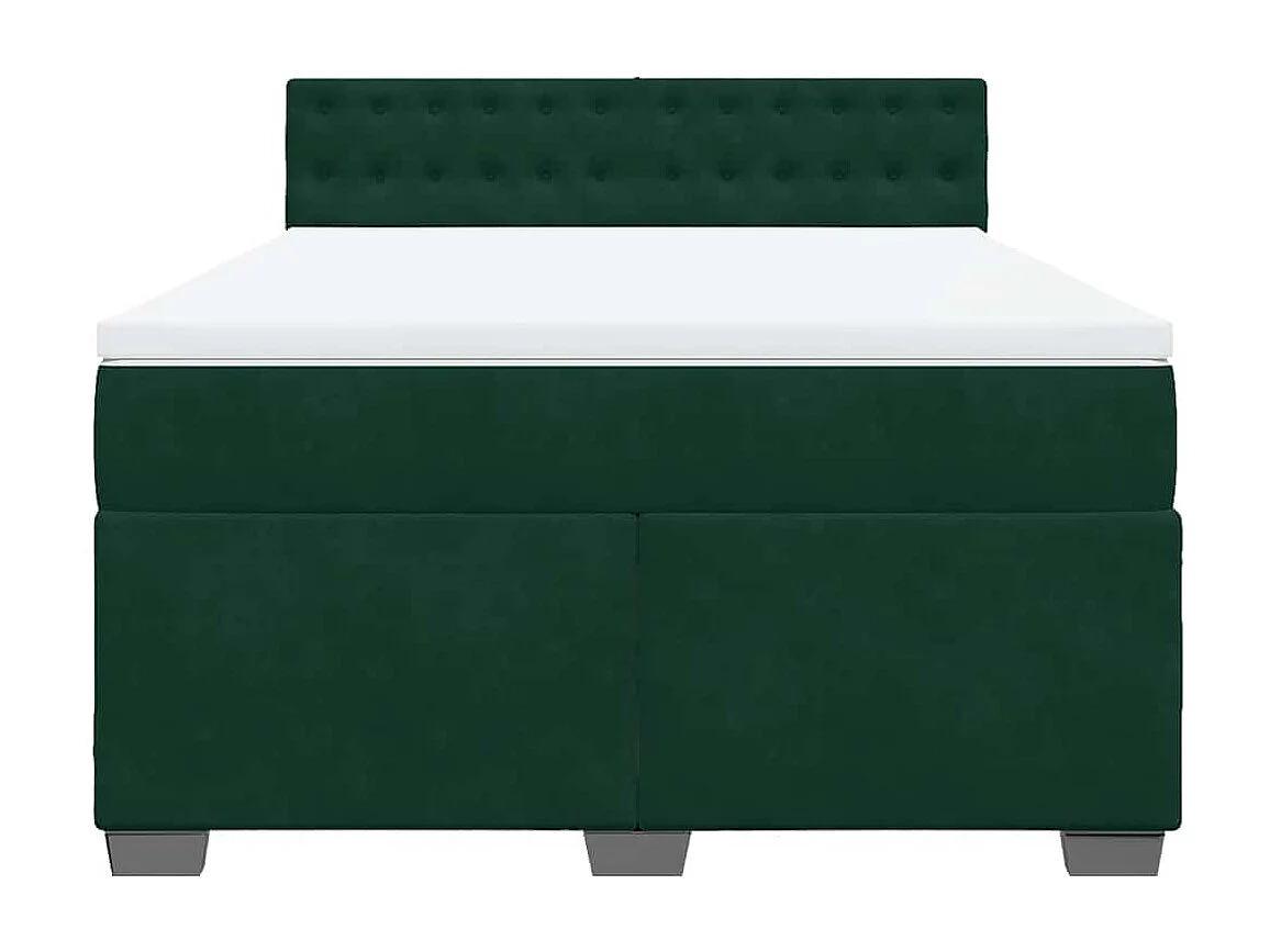 Boxspring met matras fluweel donkergroen 140x190 cm
