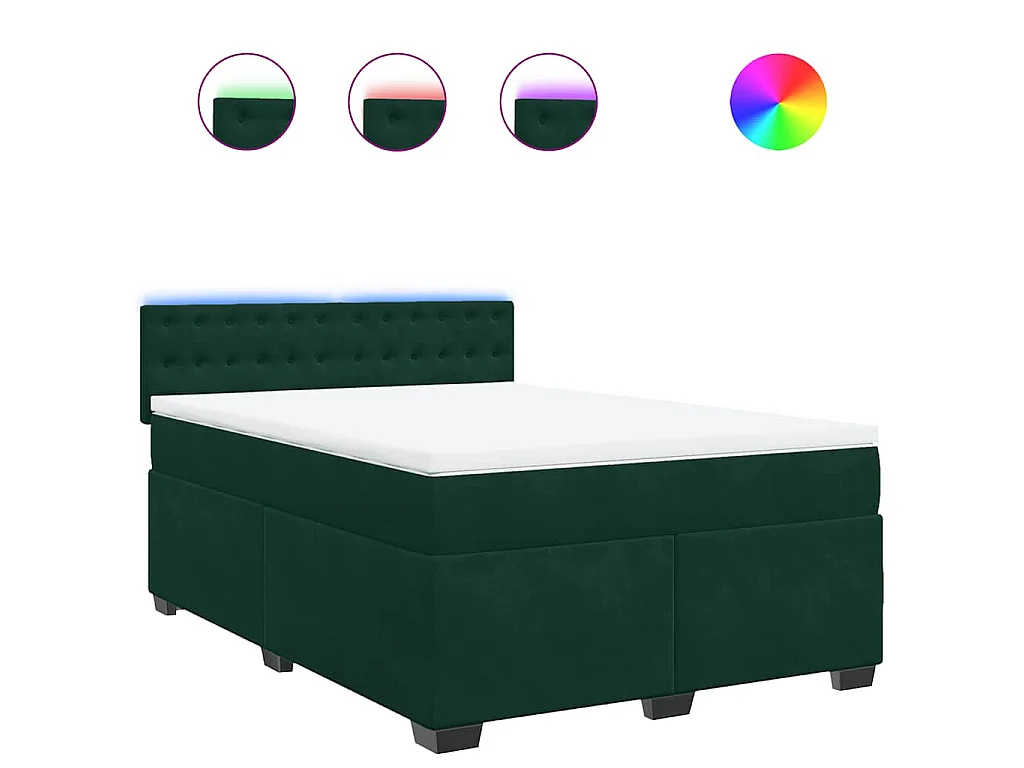 Sommier à lattes de lit et matelas Vert foncé 140x190cm Velours