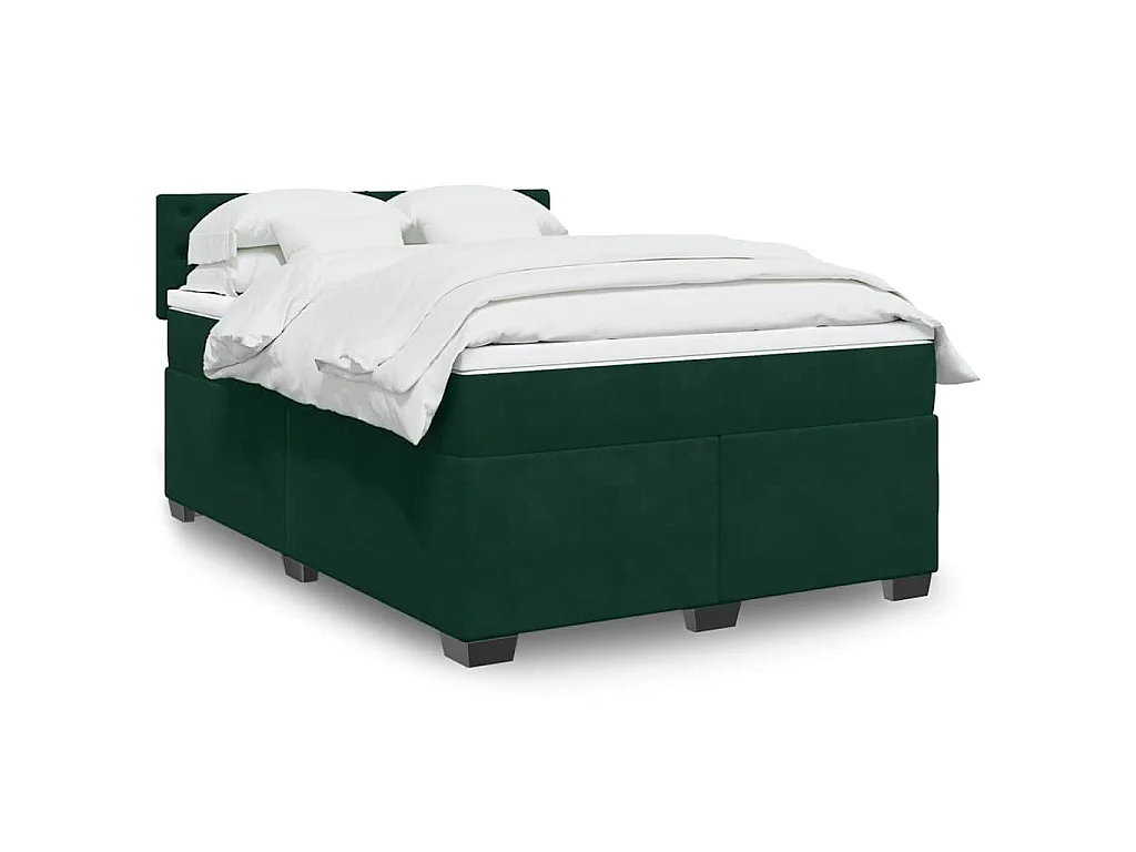 Sommier à lattes de lit et matelas Vert foncé 140x190cm Velours