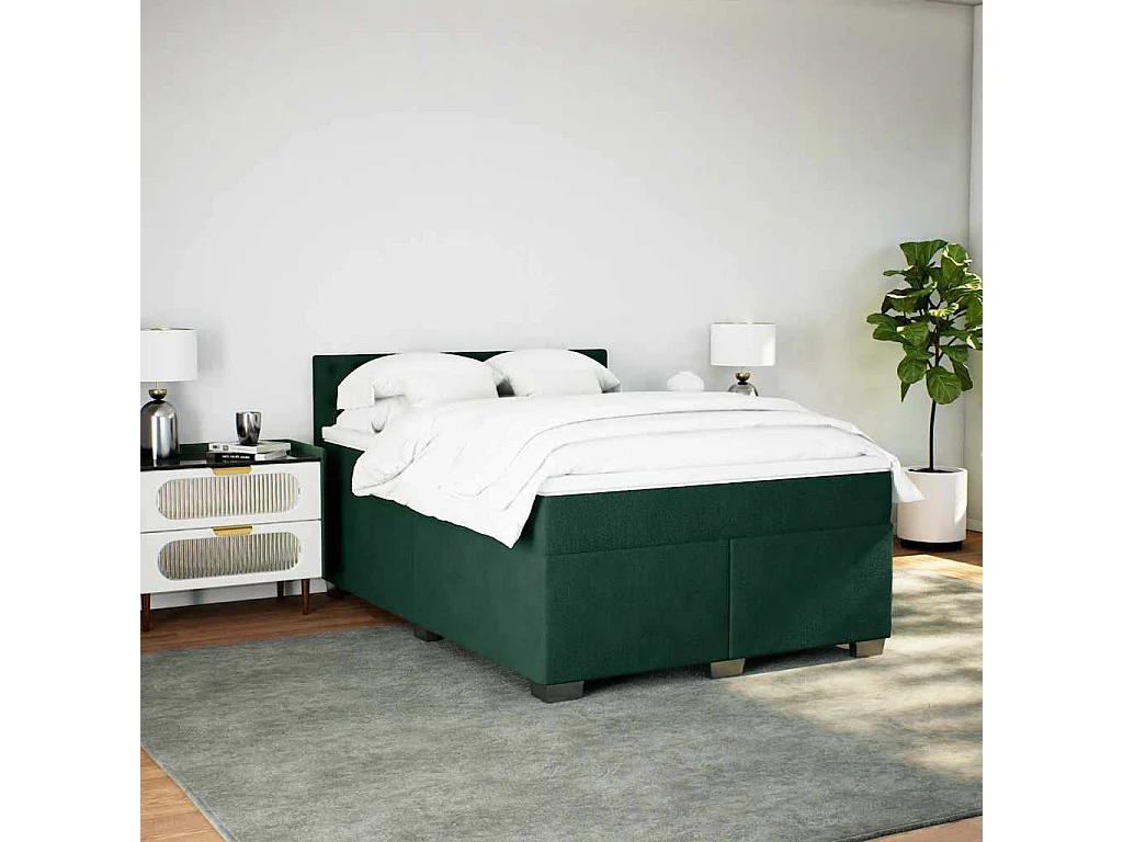 Sommier à lattes de lit et matelas Vert foncé 140x190cm Velours