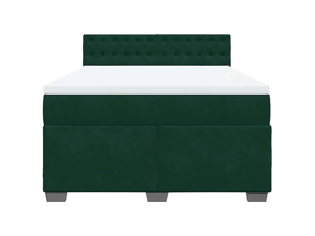 Sommier à lattes de lit et matelas Vert foncé 140x190cm Velours