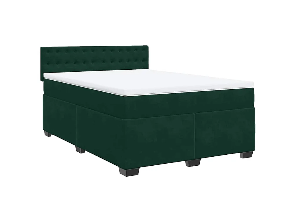 Sommier à lattes de lit et matelas Vert foncé 140x190cm Velours