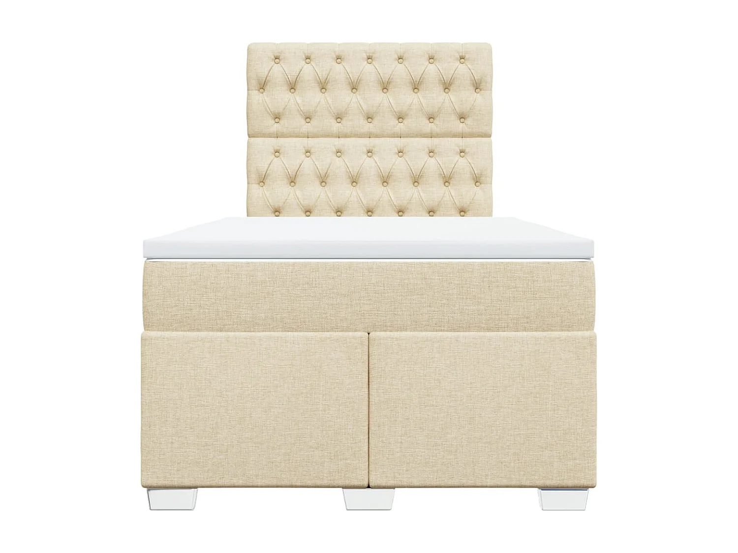 Cama box spring con colchón tela color crema 120x190 cm