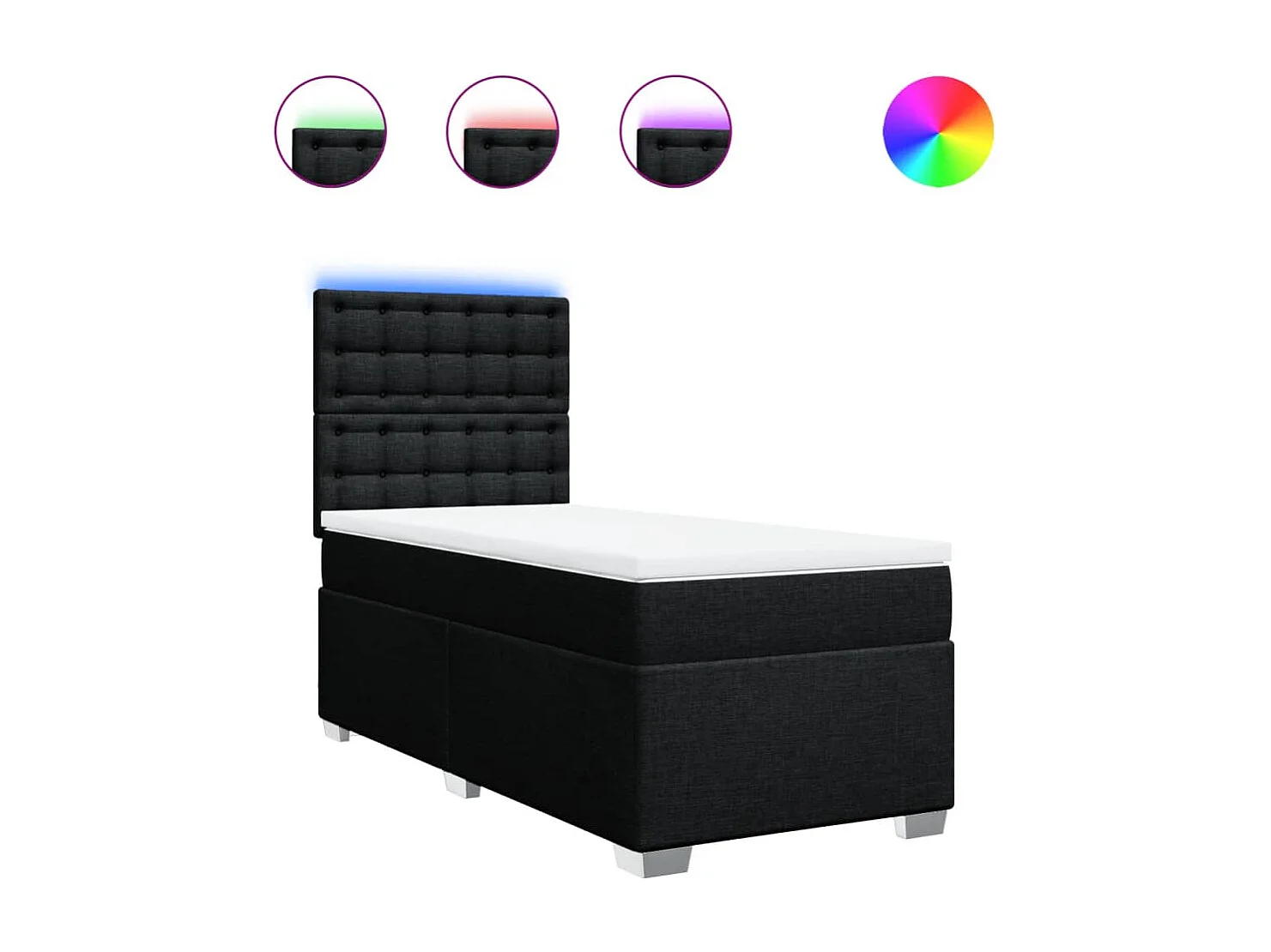 Boxspringbett mit Matratze Schwarz 90x190 cm Stoff