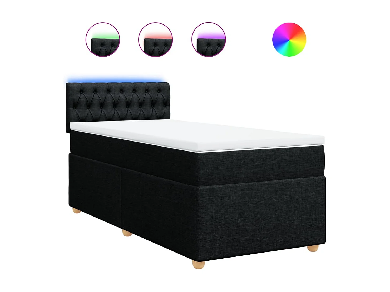 Giroletto a Molle con Materasso Nero 90x190 cm in Tessuto