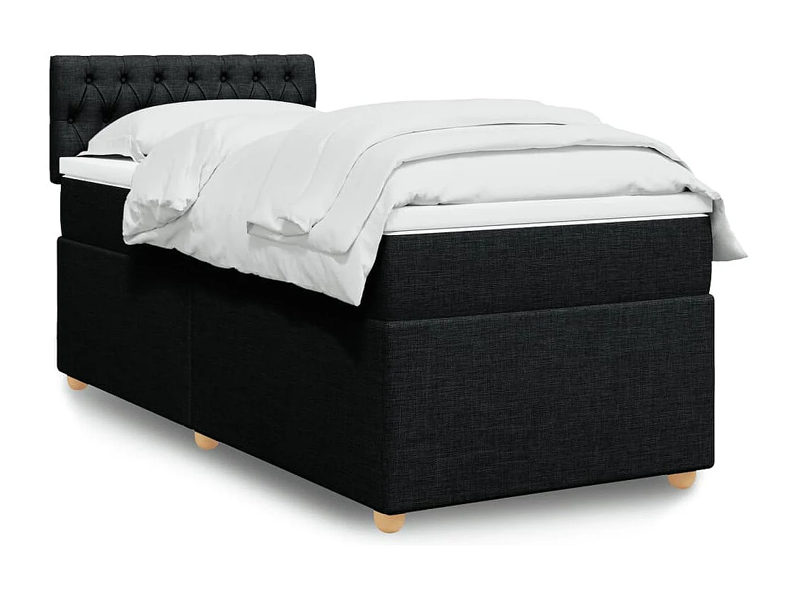 Giroletto a Molle con Materasso Nero 90x190 cm in Tessuto