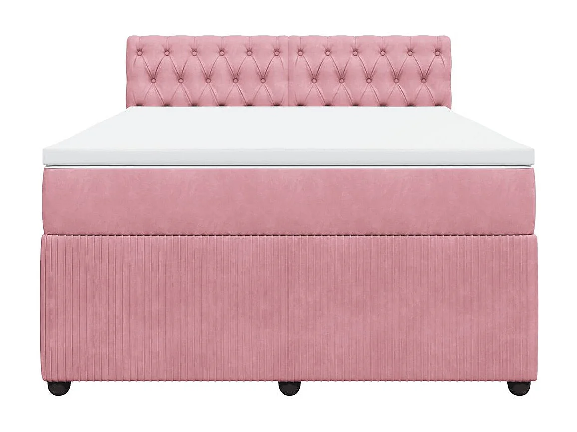 Giroletto a Molle con Materasso Rosa 160x200 cm in Velluto