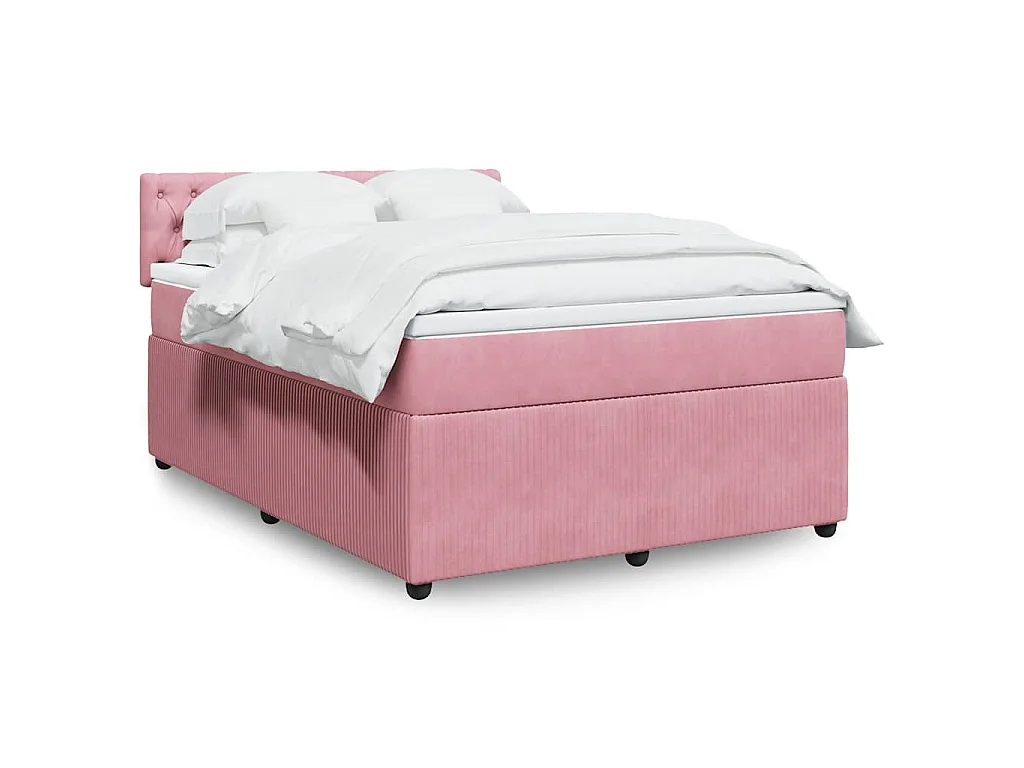 Giroletto a Molle con Materasso Rosa 160x200 cm in Velluto