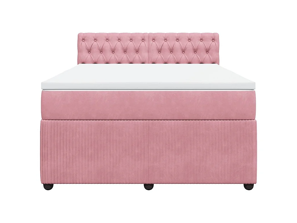 Giroletto a Molle con Materasso Rosa 160x200 cm in Velluto