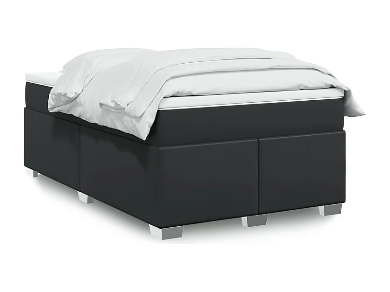 Cama boxspring com colchão 120x190 cm couro artificial preto