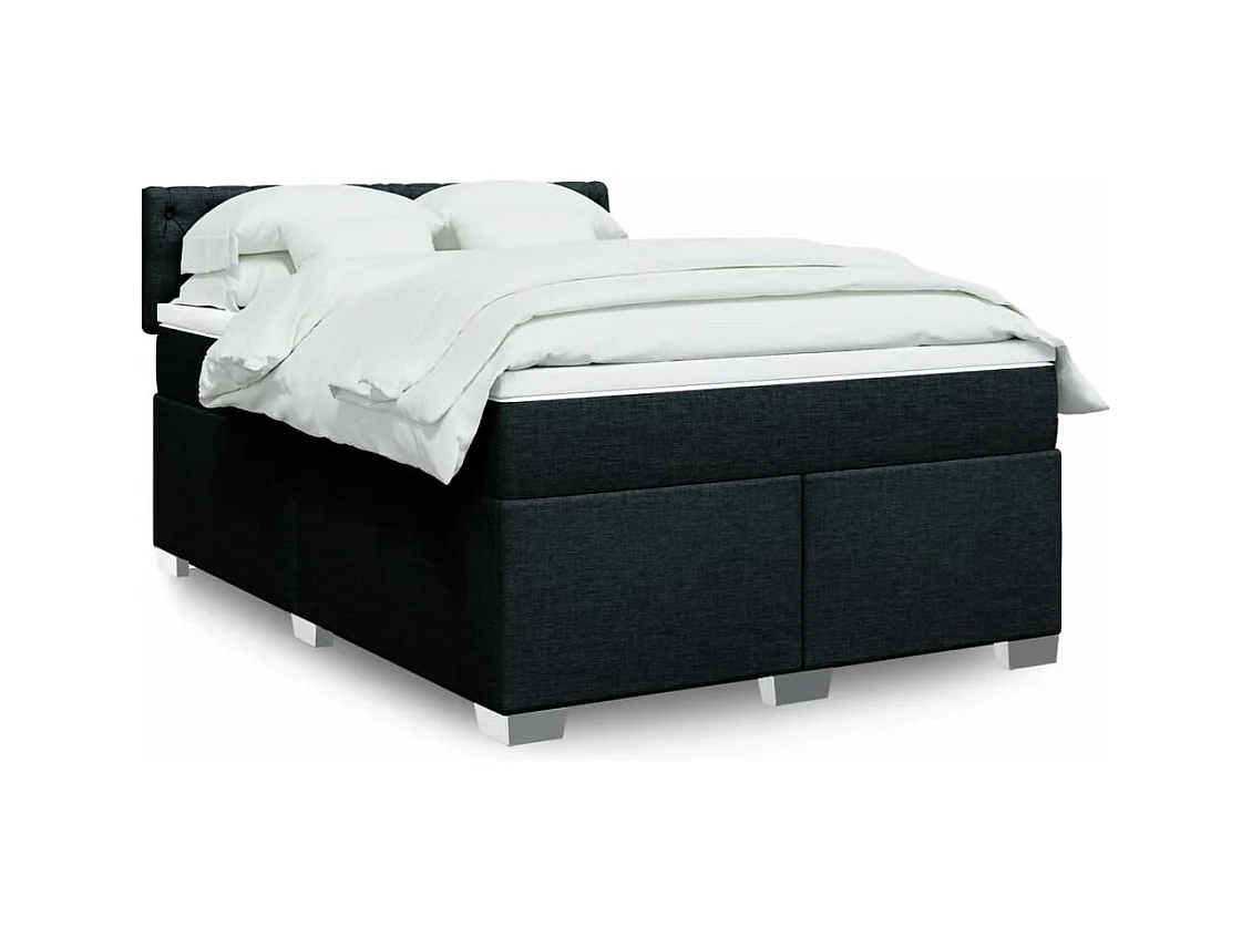 Boxspringbett mit Matratze Schwarz 140x200 cm Stoff