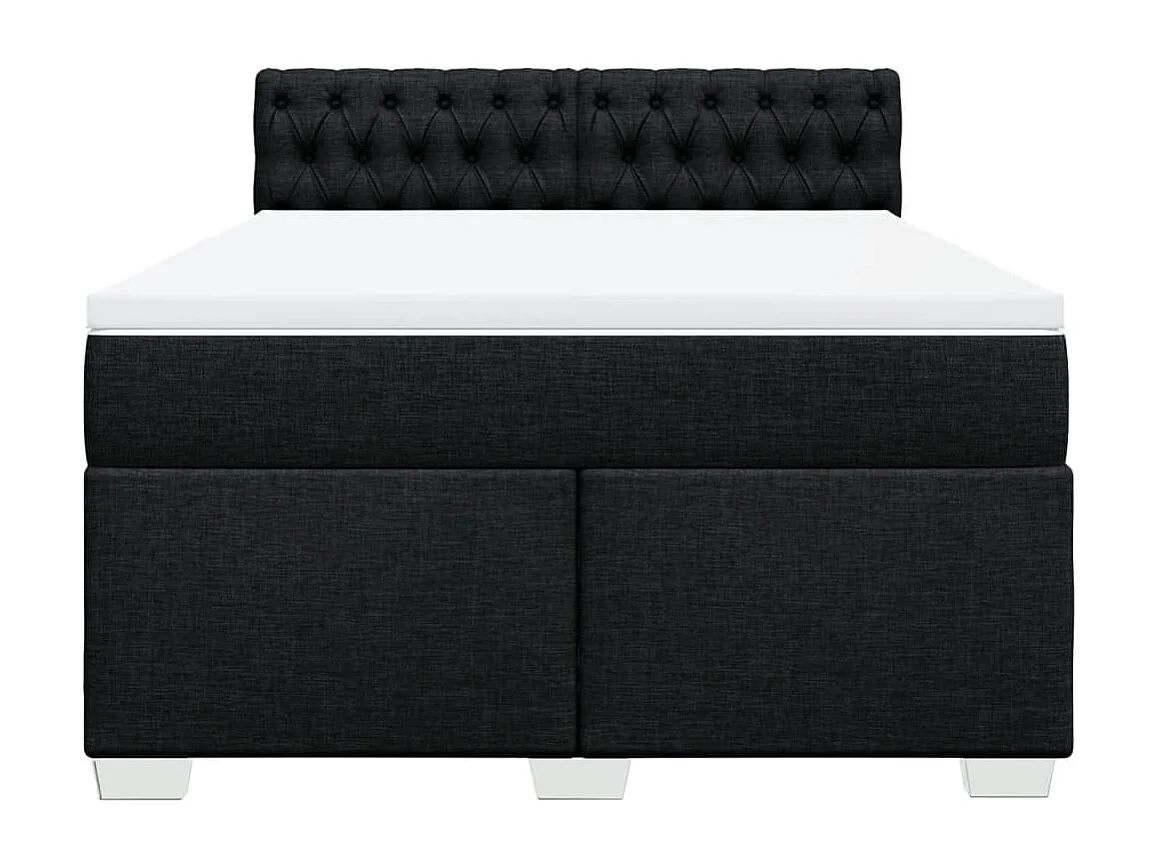 Sommier à lattes de lit avec matelas Noir 140x200 cm Tissu