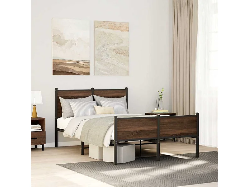 Metallbett ohne Matratze Eichen-Optik 120x190 cm