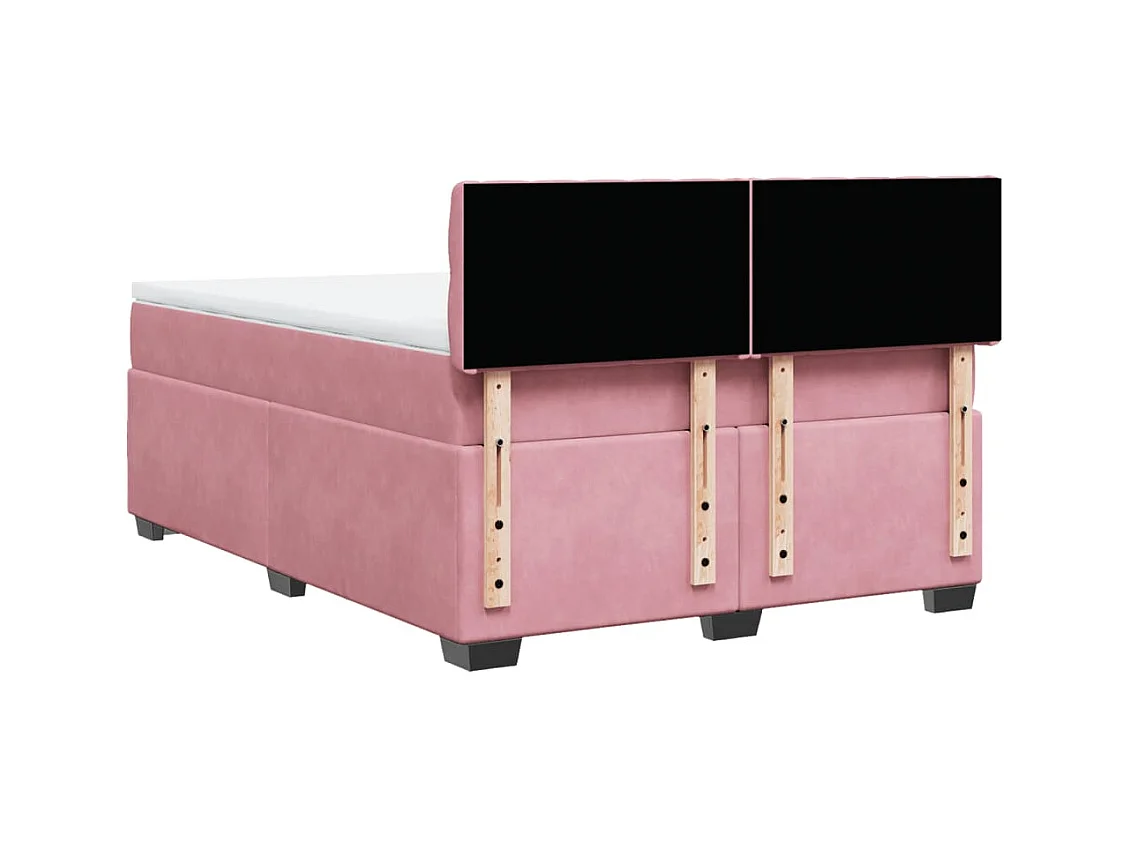 Boxspring met matras fluweel donkerroze 140x200 cm