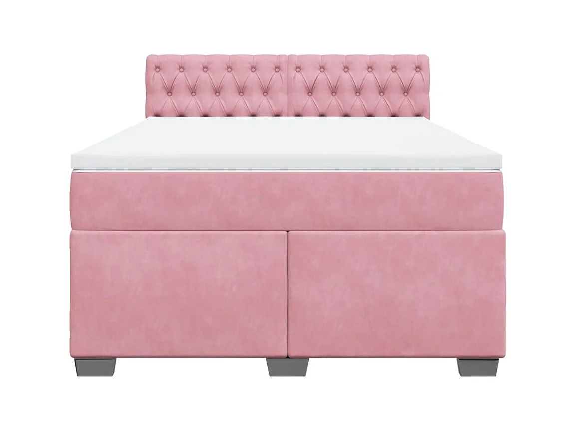Boxspring met matras fluweel donkerroze 140x200 cm