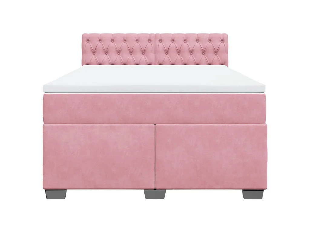Boxspringbett mit Matratze Dunkelrosa 140x200 cm Samt