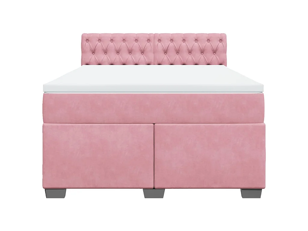 Boxspring met matras fluweel donkerroze 140x200 cm
