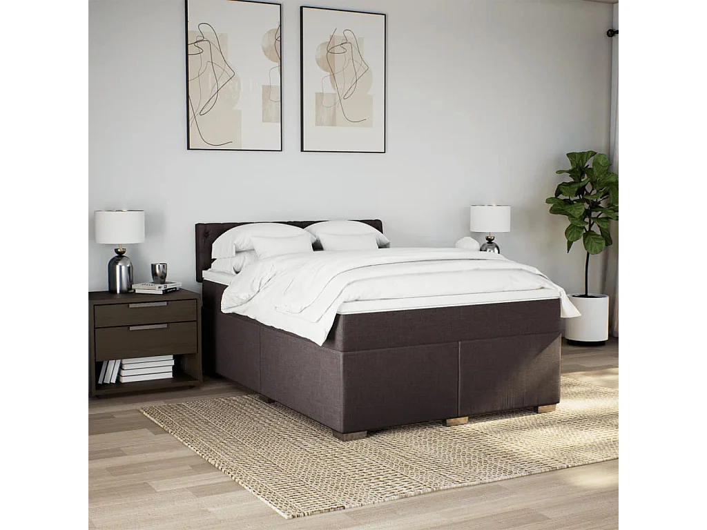 Sommier à lattes de lit avec matelas Marron foncé 160x200 cm