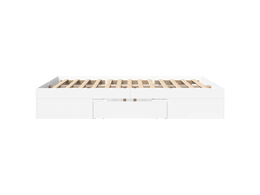 Cadre de lit sans matelas blanc 160x200 cm bois d'ingénierie