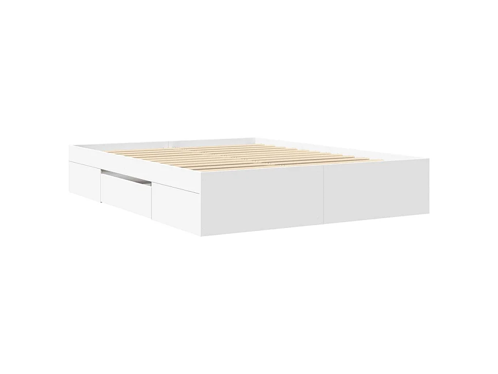 Cadre de lit sans matelas blanc 160x200 cm bois d'ingénierie