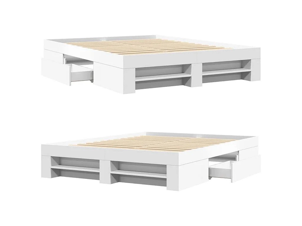 Cadre de lit sans matelas blanc 160x200 cm bois d'ingénierie