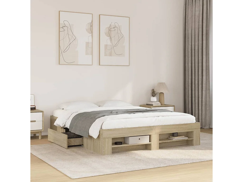 Cadre de lit sans matelas chêne sonoma 150x200 cm