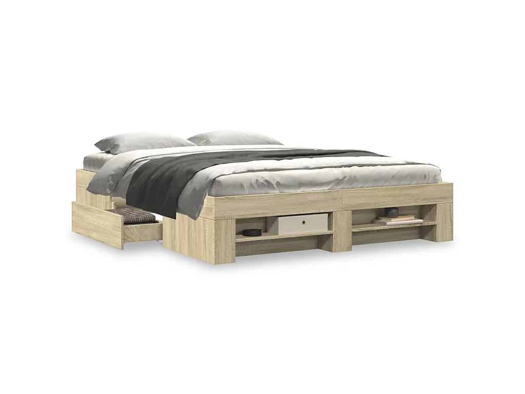 Cadre de lit sans matelas chêne sonoma 150x200 cm