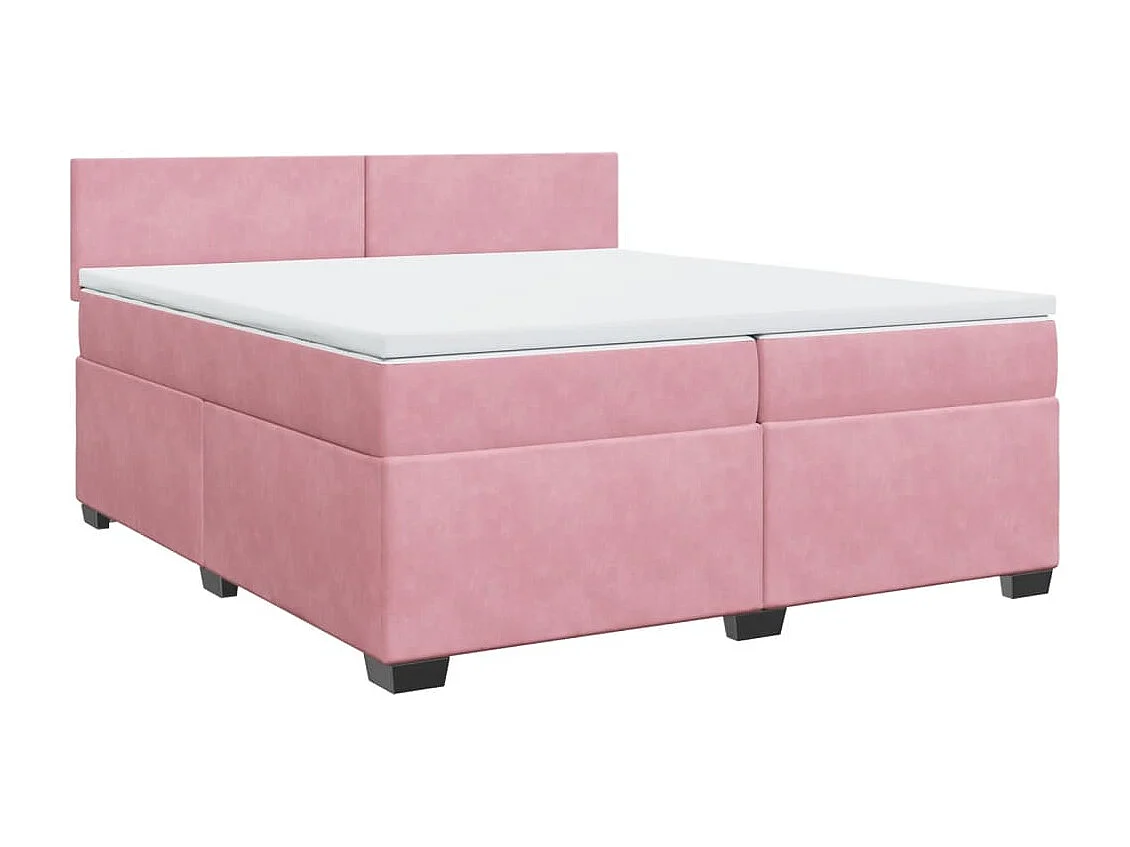 Cama box spring con colchón terciopelo rosa 200x200 cm