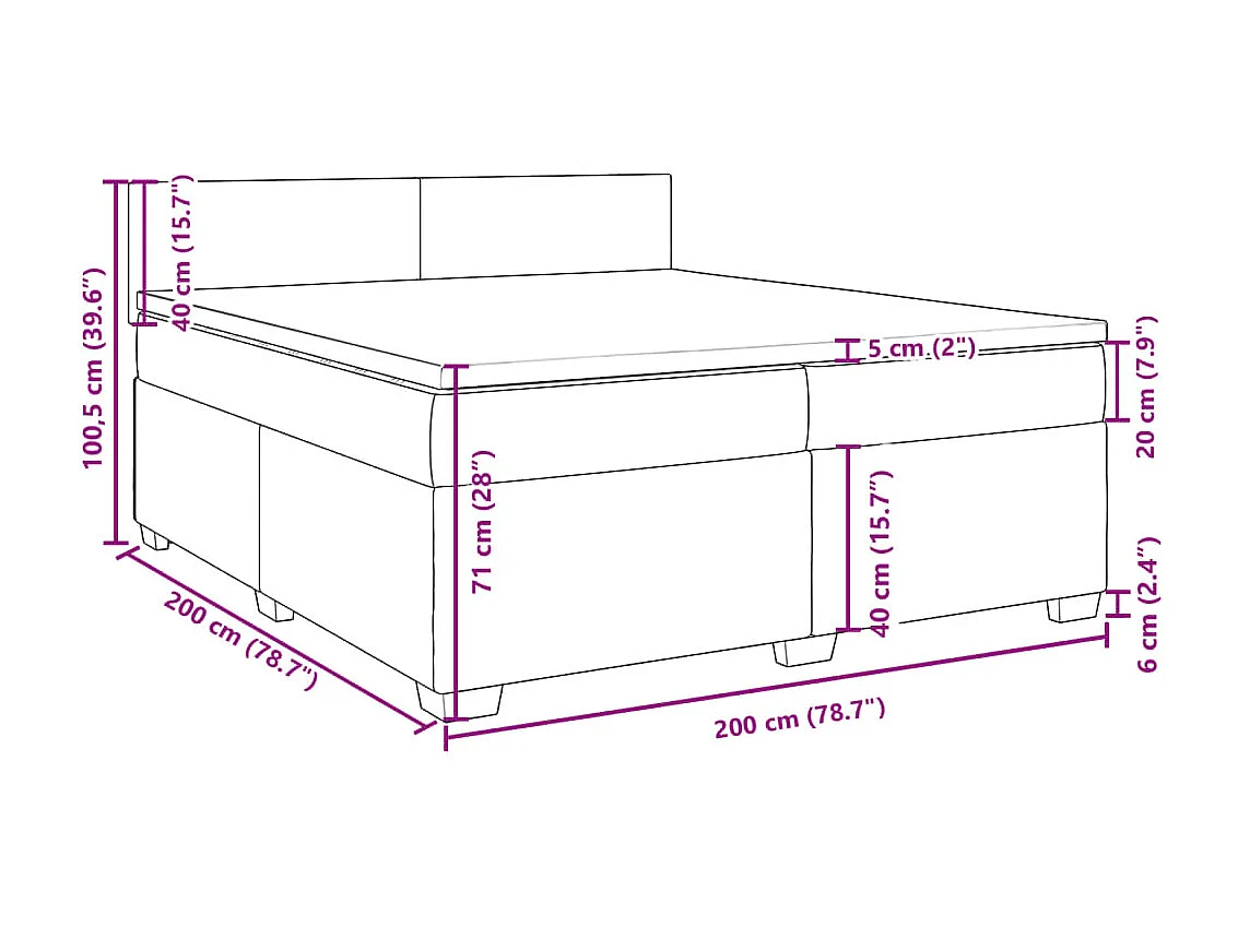 Cama box spring con colchón terciopelo rosa 200x200 cm