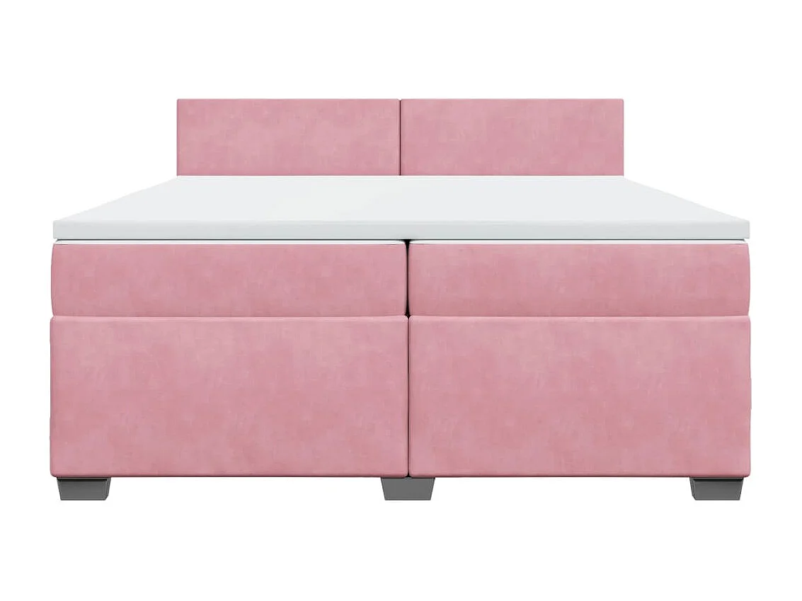 Cama box spring con colchón terciopelo rosa 200x200 cm